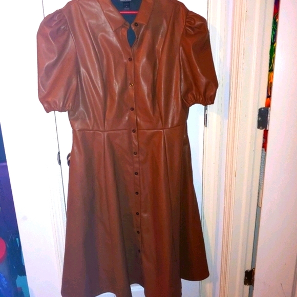 Ashley Stewart brown leather dress - Picture 4 of 5
